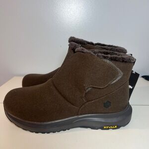 Fitville Mens Brown Wool Blend Faux Fur Lined Winter Boots Slip On Size 13 READ